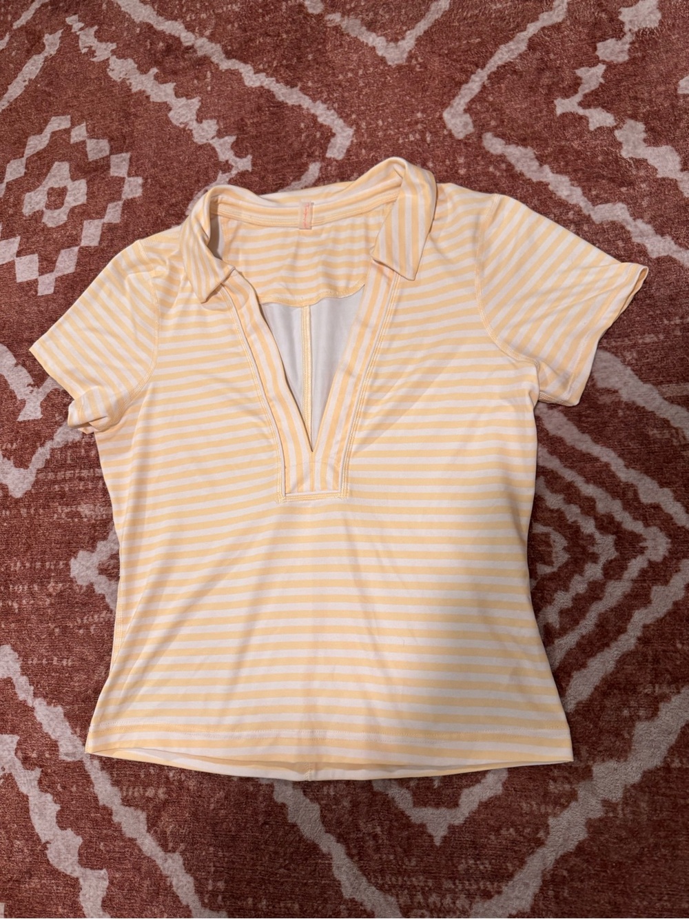 Free people movement racket ready sunlight stripe deep v neck collared shirt lg